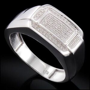 1/3 Cttw Diamond White Gold over Sterling Silver Size 11 Ring